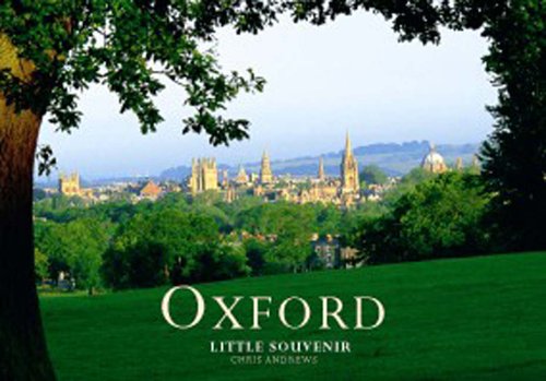 Oxford skyline viewed through trees, with the word "Oxford" in gold lettering.