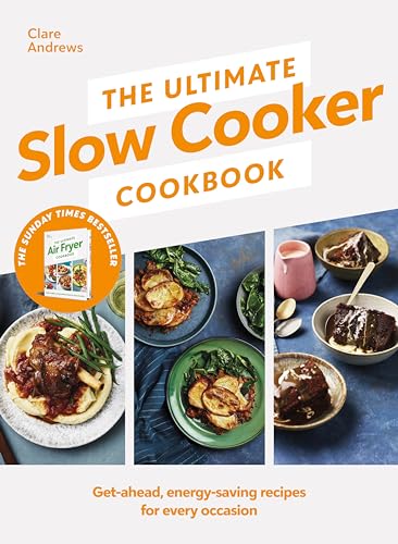 Cookbook cover featuring slow cooker recipes and food photography.