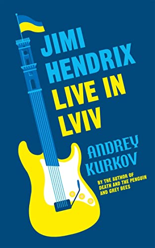 Book cover: yellow guitar with Lviv tower, blue and yellow flag.