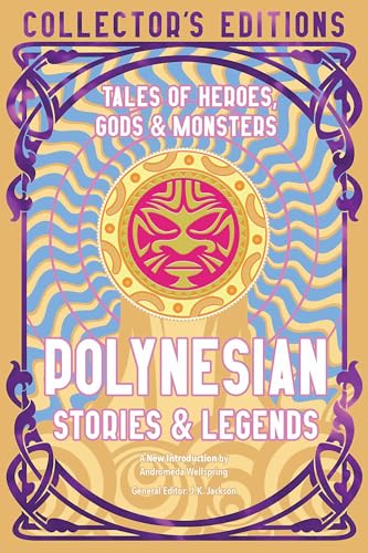 Book cover with Pacific island themes, featuring gods, monsters, and Polynesian heroes in illustration.