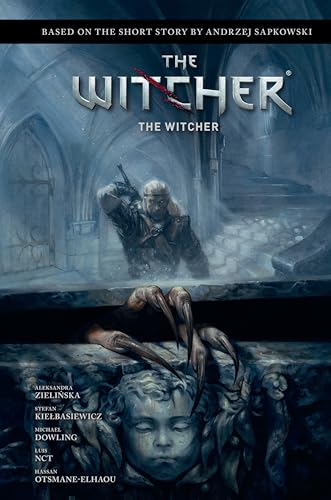 Book cover featuring a Witcher and a clawed hand, dark fantasy art.