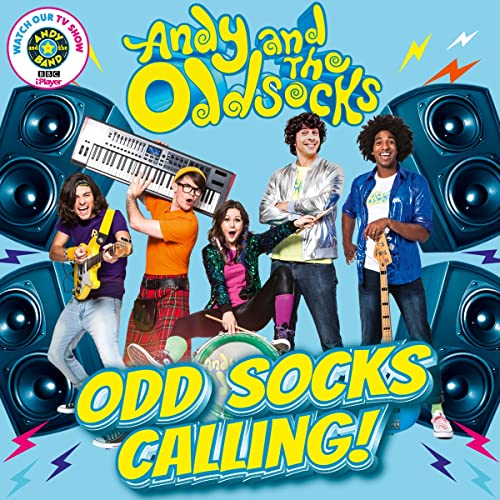 CD cover featuring a band with colorful clothing and mismatched socks.