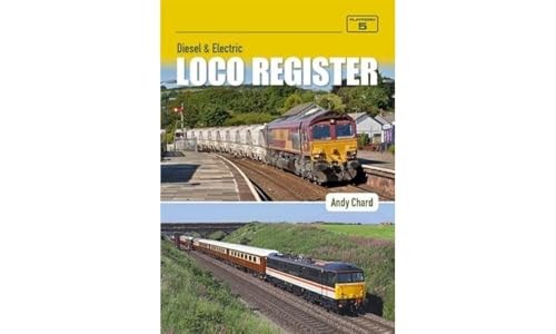 Book cover: "Diesel & Electric Loco Register" featuring trains on tracks.