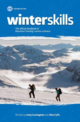 Book cover showing two hikers in a snowy mountain landscape with blue topographic background.