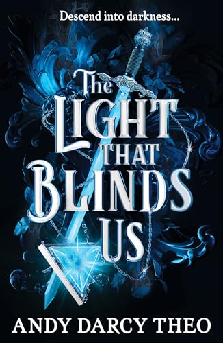 Book cover featuring a sword, glowing gem, and ornate blue design.