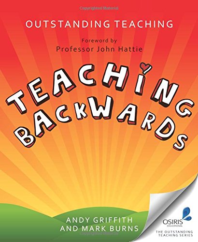 The image is a book cover with a red, orange, and green background. #### Alt Text: "Book cover with 'Teaching Backwards' title on a red and orange background."