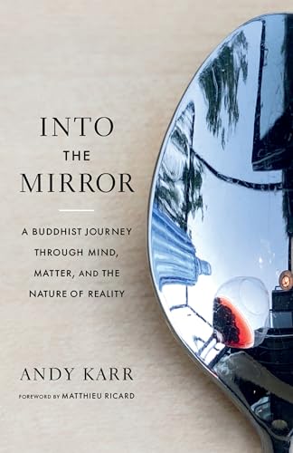 Book cover with reflective spoon and text: "Into the Mirror" by Andy Karr.