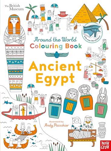 Colouring book cover depicting Ancient Egyptian scenes and illustrated characters.