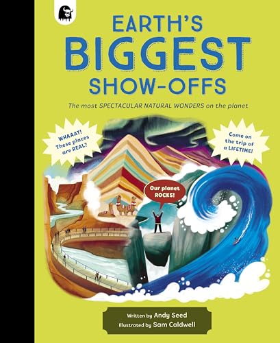 Book cover depicting colorful illustrations of canyons, waves, and mountains.