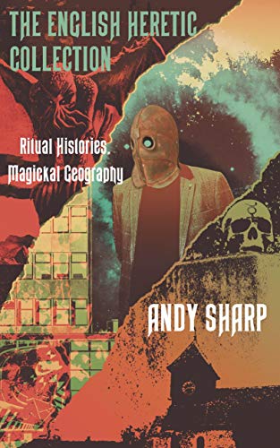 Book cover with collage imagery: a masked figure, skull, and map.