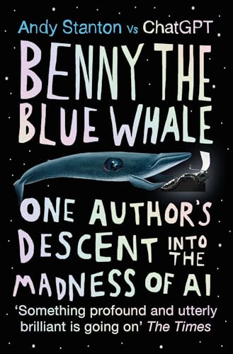 Book cover featuring a blue whale in space with bold, stylized white text.