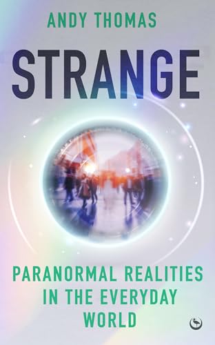 Book cover with large “STRANGE” title and blurred city scene within a circle.