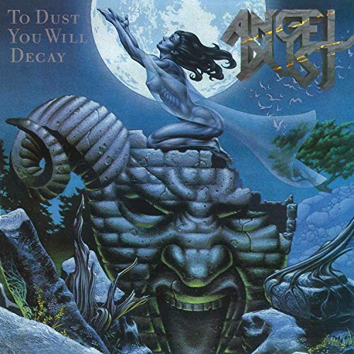 Album cover: a figure atop a stone demon’s head under a full moon.