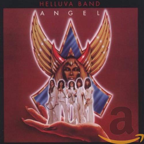 CD cover for Angel’s “Helluva Band” featuring a woman and band members.