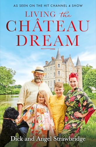 Book cover featuring a family and a French chateau in the background.