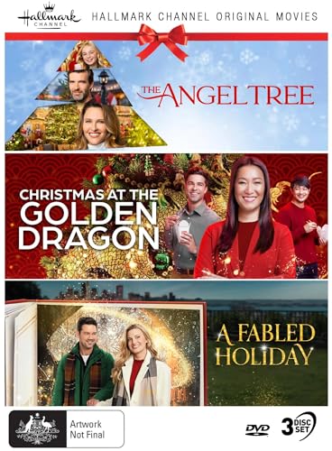 DVD cover featuring three Hallmark Christmas movie posters with actors.