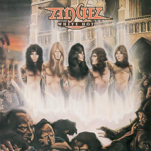 Angel band album cover, “White Hot,” featuring five shirtless men and ghostly figures.