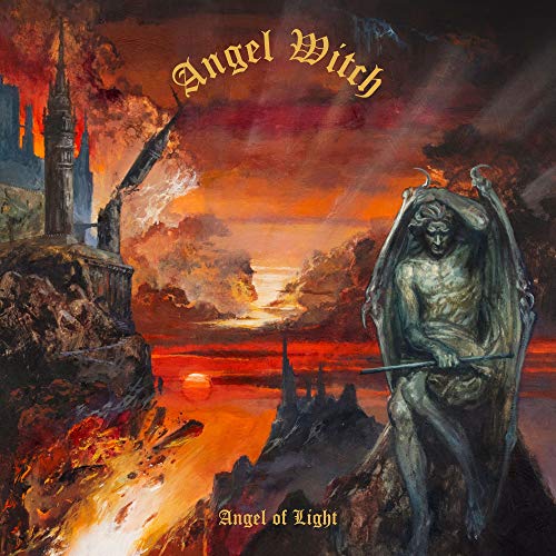 "Album cover art featuring a demon-like figure with a sword, amidst a fiery landscape."