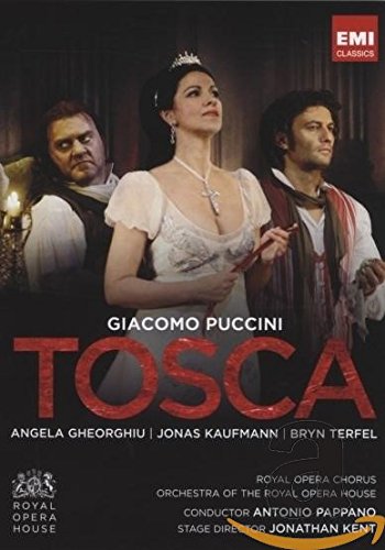 DVD cover for Puccini’s *Tosca* featuring Angela Gheorghiu in costume.