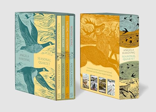 A boxset of four Angela Harding books featuring stylized illustrations of birds and deer.