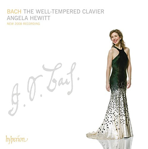 CD cover featuring pianist Angela Hewitt and handwritten musical script.