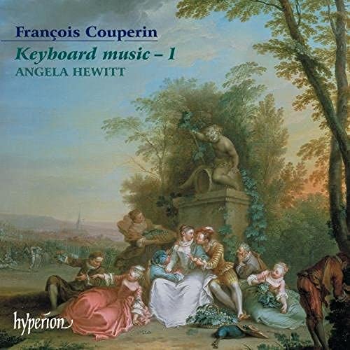 Cover of "Angela Hewitt - Couperin: Keyboard Music, Vol. 1" with classical painting scene.