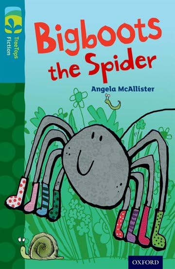 Book cover: cartoon spider wearing colorful socks, snail, and flowers.