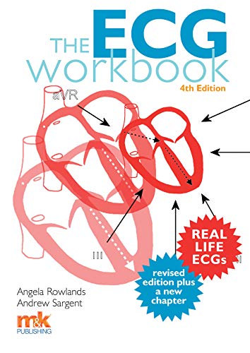 Cover of "The ECG Workbook 4th Edition" with heart diagram and text.