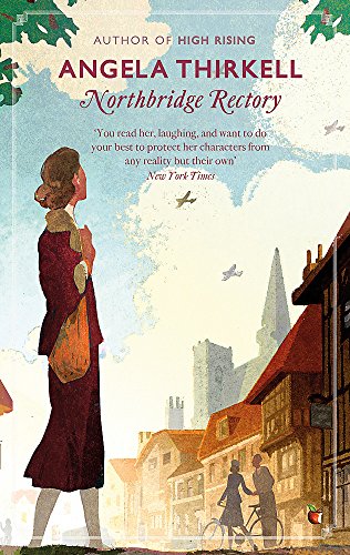 Book cover: woman in red overlooking a village scene.
