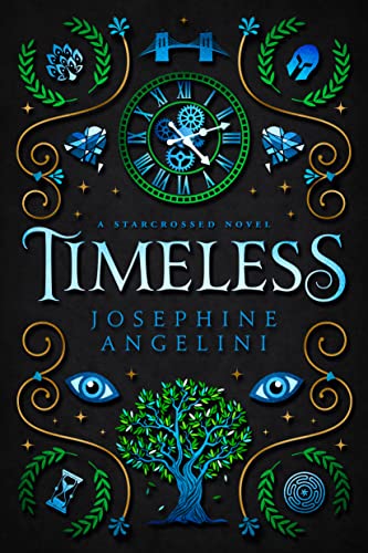 Book cover for “Timeless” with clock, eyes, and tree imagery.