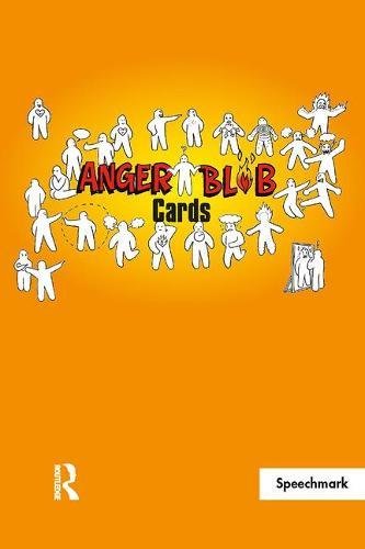 Orange card deck cover with white line-drawing figures expressing anger.