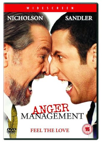 DVD cover for "Anger Management" featuring Jack Nicholson and Adam Sandler in a confrontational pose.