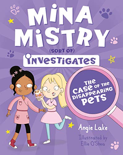 Book cover featuring two girls and a magnifying glass on a purple background.