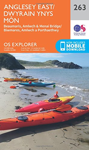 Ordnance Survey map cover featuring Anglesey coastline and kayaks.