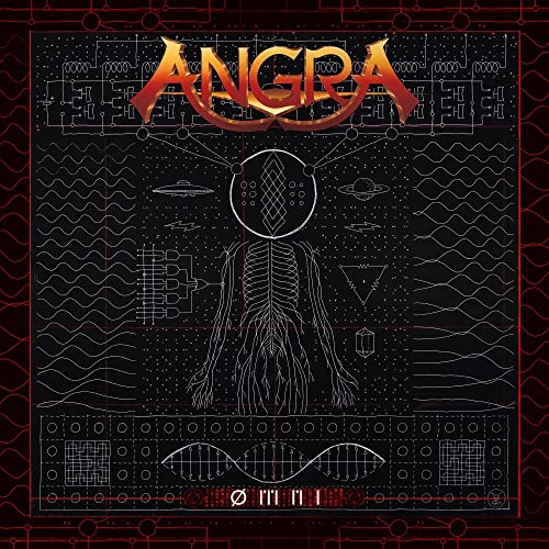 Angra album cover: skeletal figure with geometric patterns and spaceship imagery.