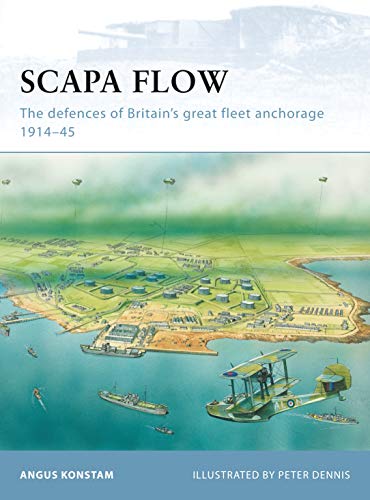 Book cover: “Scapa Flow” depicting a naval base with ships and aircraft.