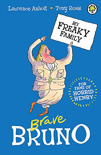 Book cover: "Brave Bruno" with a cartoon man holding a sign.