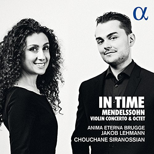 Black and white album cover featuring a man and woman, with text overlay.