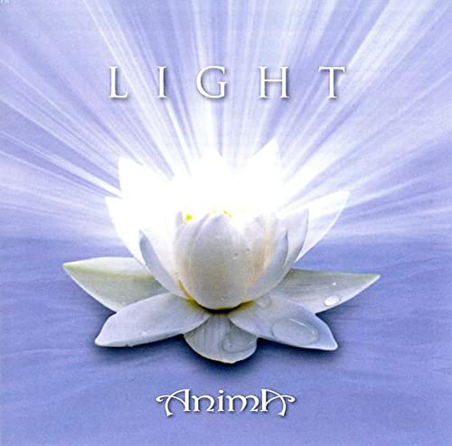 White lotus flower with radiating light, album cover for "Anima - Light.