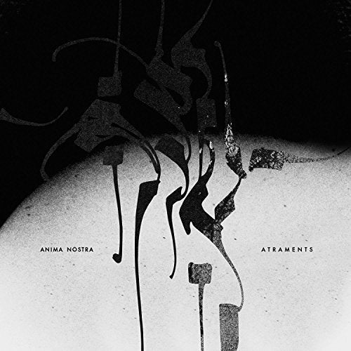 Black and white abstract ink splatters with album title text.
