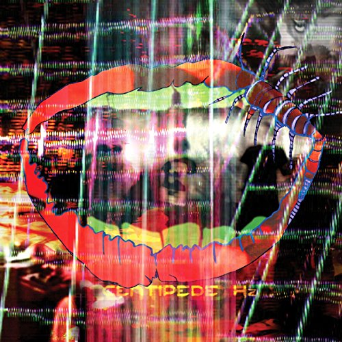 Album cover for Animal Collective's Centipede Hz, featuring a centipede and faces.