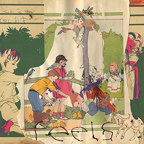 Vintage-style illustration of children and animals in a pastoral scene.