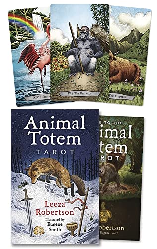 Animal Totem Tarot deck and book cover featuring animal illustrations.