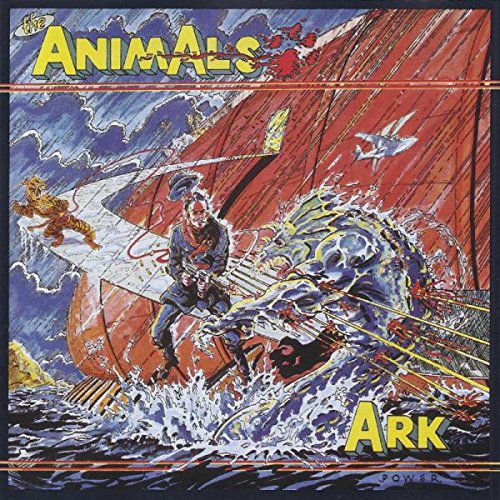 Vinyl album cover with cartoon man on a sinking ship amidst animals.
