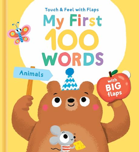 My First 100 Words" touch-and-feel board book with animal illustrations.