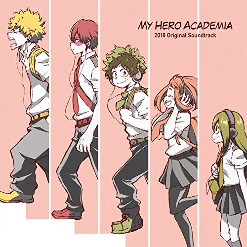 My Hero Academia 2018 soundtrack CD cover with four anime characters.