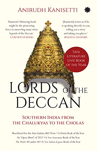 Book cover: “Lords Of The Deccan” featuring a golden, ornate headdress.
