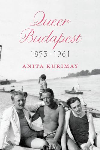 Book cover: "Queer Budapest" with a vintage photo of men by water.