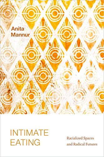 Book cover: orange and white geometric pattern, title "Intimate Eating.