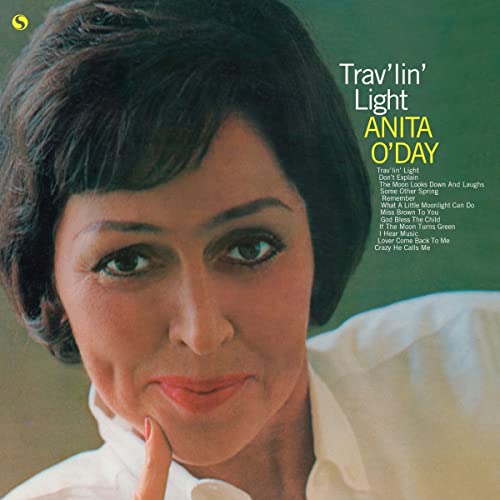 Album cover for Anita O’Day’s “TravLin’ Light” featuring her portrait.